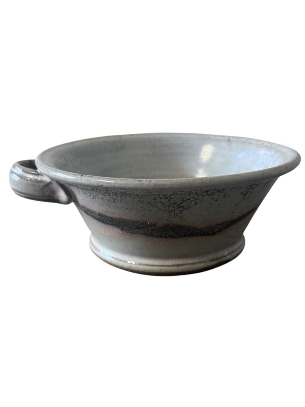 Vintage Signed Studio Art Pottery Bowl Blue Drip Glaze Stoneware Planter Cachepo